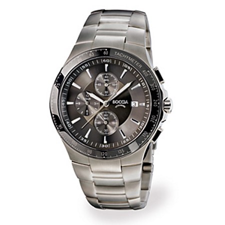 Boccia Titanium Chronograph Charcoal Face Watch - 3773-01 - Click Image to Close